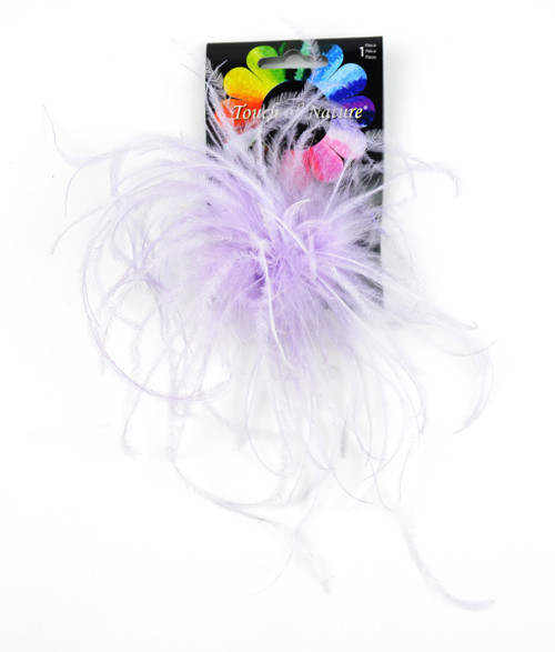 Set of 3 Lavender Colored Ostrich Fluffy Clips 4"