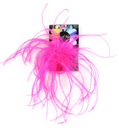 Set of 3 Hot Pink Ostrich Fluffy Clips 4"