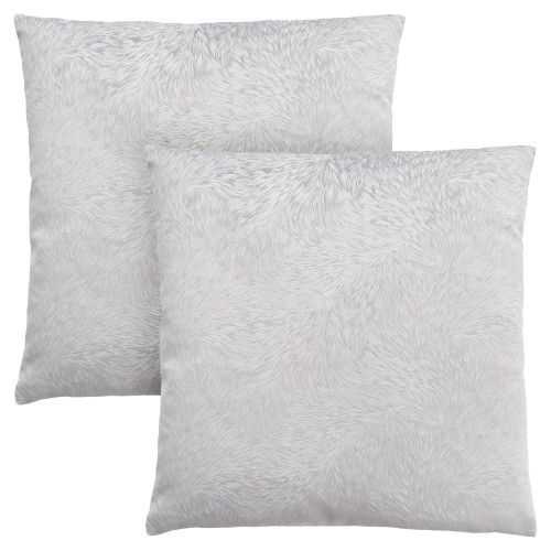 Set of 2 Gray Feathered Square Throw Pillows with Zipper Closure 18"