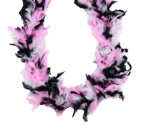 Set of 3 Pink and Black Decorative Chandelle Boas - 2 Yards