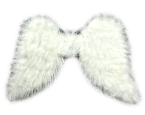 28" White Fluffy Feather Accented Wings Costume Accessory