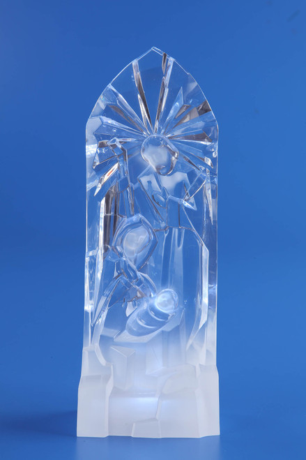 10.25" Prelit LED Transparent Gothic Relief Holy Family Decoration