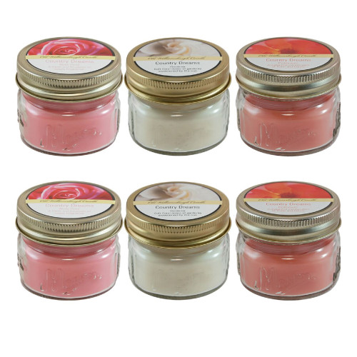 Set of 6 Clear and Silver Springtime Floral Collections Scented Candles Mason Jars 3”