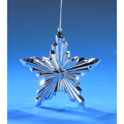 Pack of 6 Silver Five Point Star Decorative Christmas Hanging Ornament 9.25"
