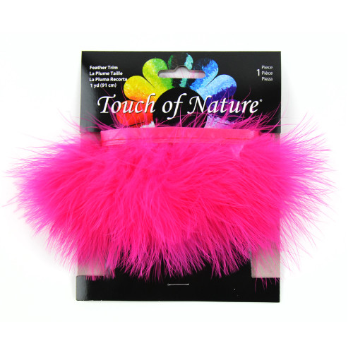 Pack of 3 Hot Pink Fancy Feather Fluffy Trim 36"