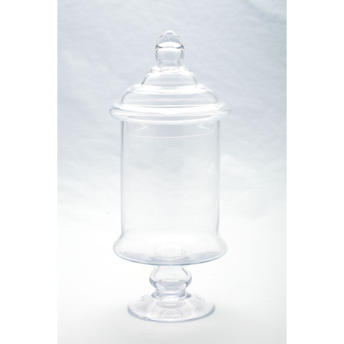 15” Clear Hand-Blown Glass Jar with Finial Lid