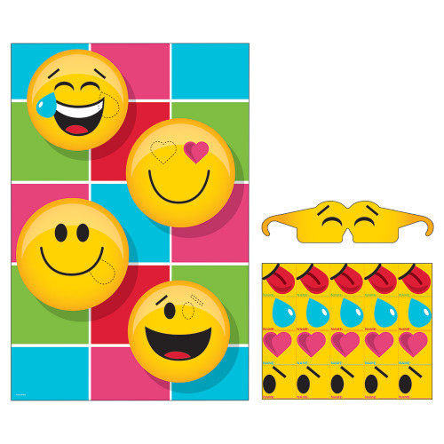 Pack of 6 Yellow and Black Show Your Emoji Themed Pin Game 10.75”