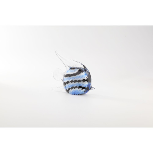 6.5" Blue and Black Glass Fish Figurine Table Top Decorations