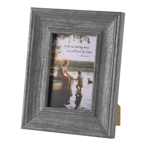 9" Gray and White "Joshua 24:15" Printed Photo Frame Tabletop