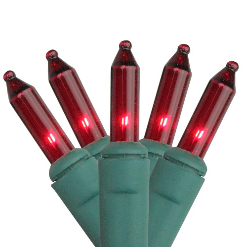 150ct Red Mini Incandescent Christmas Lights - 37.5ft, Green Wire