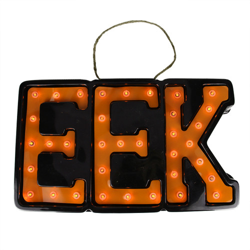 Black and Orange Lighted "EEK" Hanging Halloween Wall Decor 11.75" x 20"