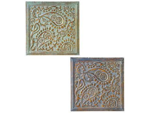Set of 2 Brown Distressed Finish Paisley Wall Medallions 21.05"