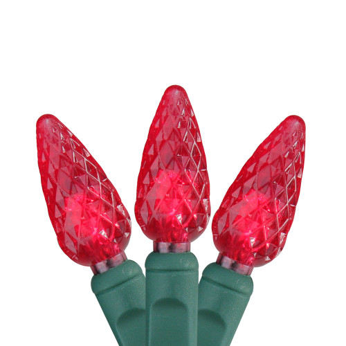 50 Magenta Pink LED C6 Commercial Grade Faceted Christmas Lights - 24 ft Green Wire