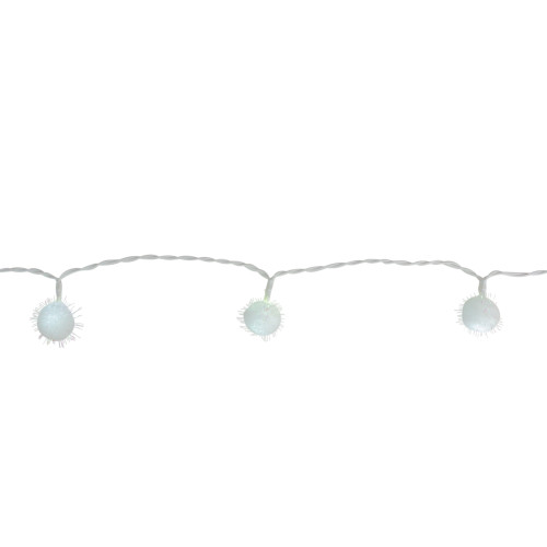 128 Cool White LED Wide Angle Snowball Mini Christmas Lights - 6.6 ft White Wire