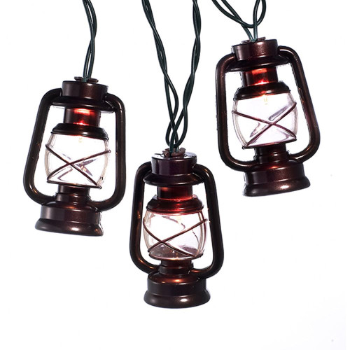 10-Count Brown Lantern Christmas Light Set, 8.5ft Green Wire