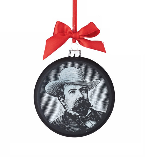 4" Black and White Jack Daniel's Image Glass Christmas Ornament