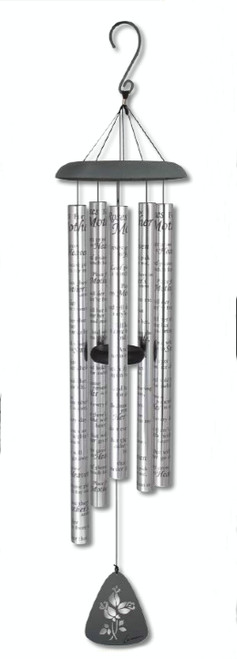 44" Silver Sonnet Sounds Roses for Mother Inspirational Outdoor Patio Garden Wind Chimes