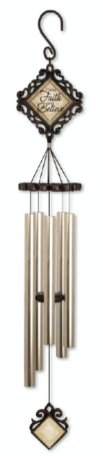 35" Vintage Style Wrought Iron Look "Faith" Outdoor Patio Garden Wind Chimes