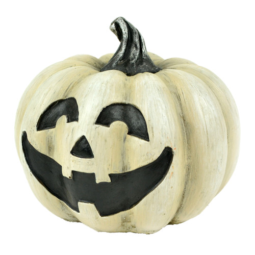 5” Distressed White Smiling Jack-O-Lantern Halloween Decoration