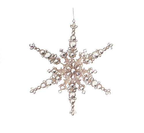 12" Luxury Lodge Champagne Glittered Snowflake Christmas Ornament