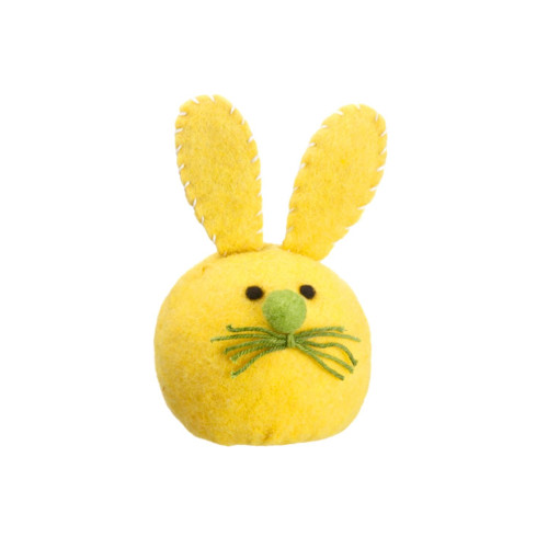 6.75" Yellow Plush Felt Easter Bunny Rabbit Head Spring Decoration