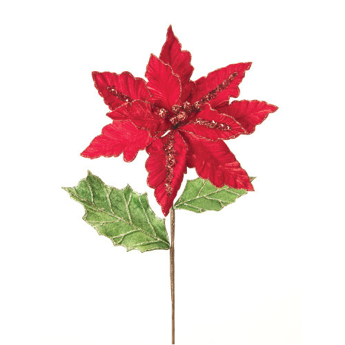 Pack of 12 Red Polyester Poinsettia Sprays 29"