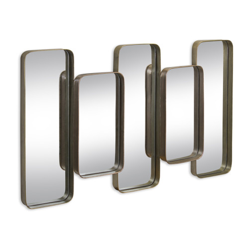 39.75" Rectangular Wall Mirror with Light Brown Iron Frame