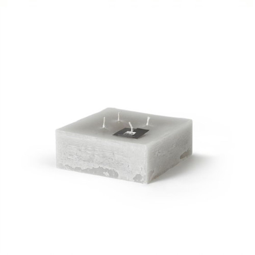 6" Linen White Square 4-Wick Pillar Candle