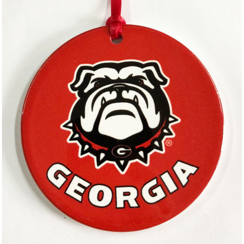 3" Georgia Bulldogs Disc Mascot Christmas Ornament