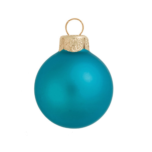 Matte Finish Glass Christmas Ball Ornaments - 4" (100mm) - Blue - 6ct