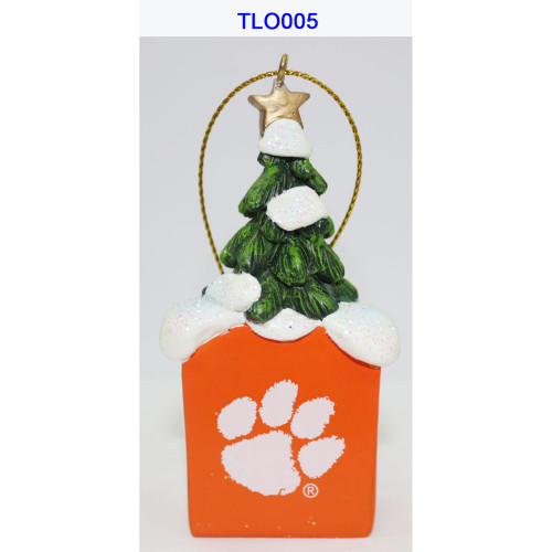 3" Orange Tree Hanging Christmas Ornament with Clemson Tiger Paw Logo