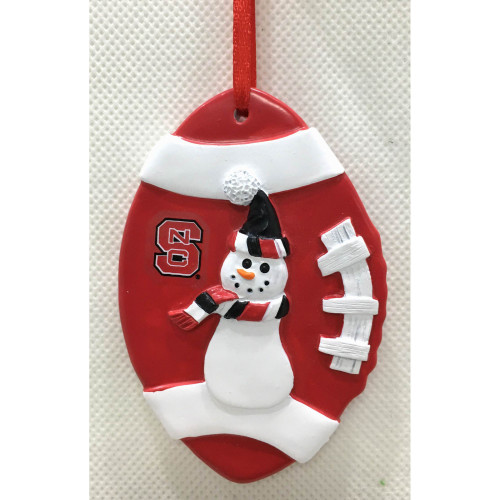 3.25" Red and White Single Snowman Hanging Christmas Ornament with North Carolina State Wolfpack Logo