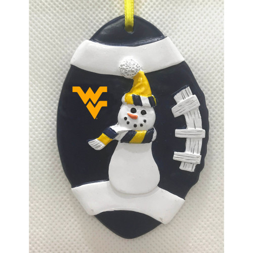 3.25" Snowman in Football West Virginia Mountaineers Inspired Christmas Ornament