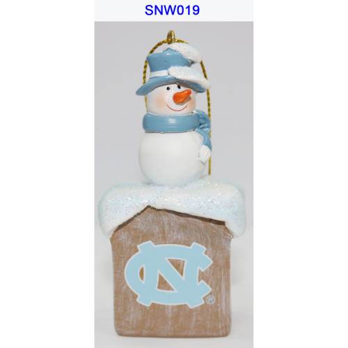 3.5" White Snowman and Blue Scarf Design Christmas Ornament