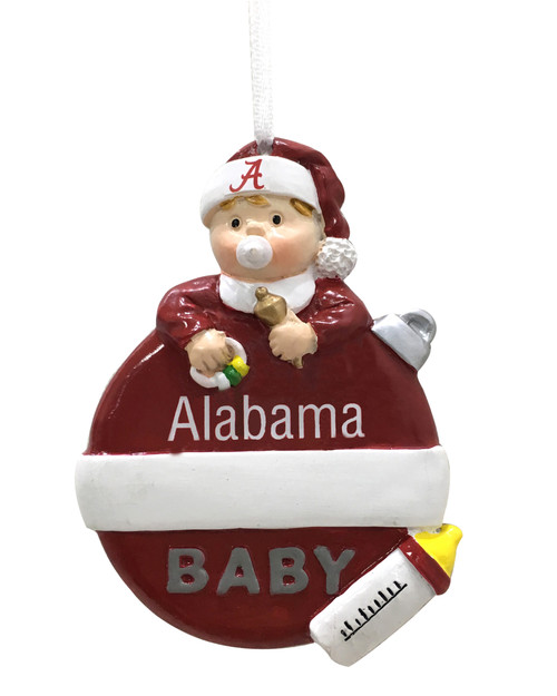 2.5" x 3.5" Vibrant Alabama Crimson Tide Baby Christmas Ornament