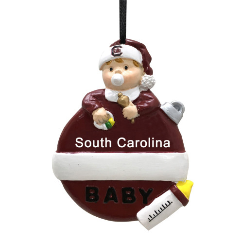 3.5" Soth Carolina Gamecocks Resin Baby's First Christmas Hanging Ornament