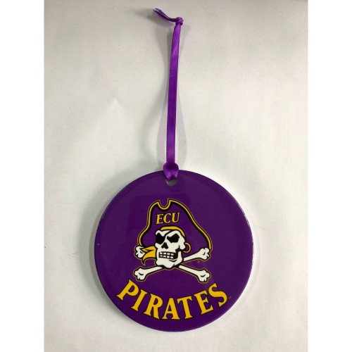 3" Purple Pirate Mascot Design Christmas Disc Ornament