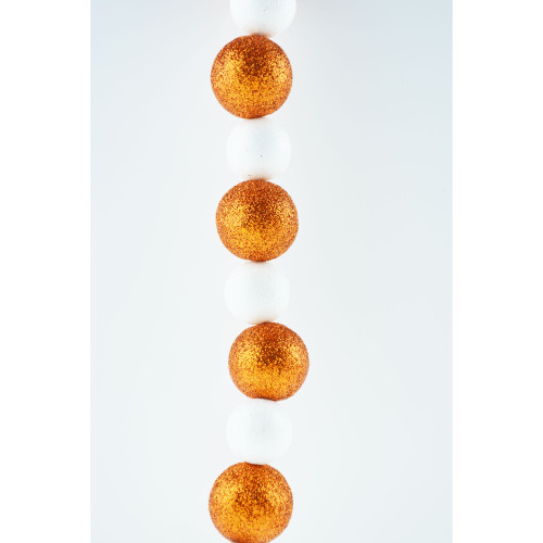 72" Orange and White Glittered Garland
