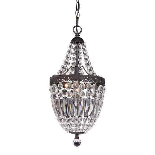 18" Dark Bronze and Clear Morley 1-Light Mini Chandelier