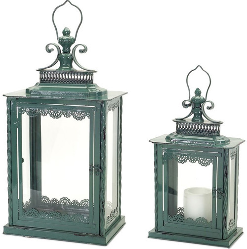 Set of 2 Elegant Decorative Rectangles Indoor and Outdoor 17”H and 24”H Lanterns