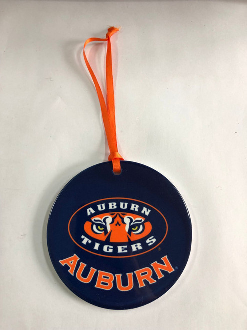 3" Orange and Blue Auburn Logo Disc Christmas Ornament