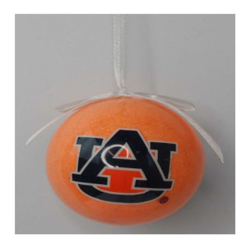 3" Orange and Black Round Synthetic Glitter Ball with Auburn Logo Design