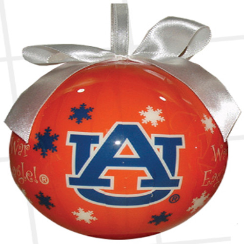 4" Orange and Blue Auburn Snowflake Christmas Ball Ornament
