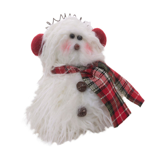 7" White and Red Lodge Scarf Chumley Snowman Decoration