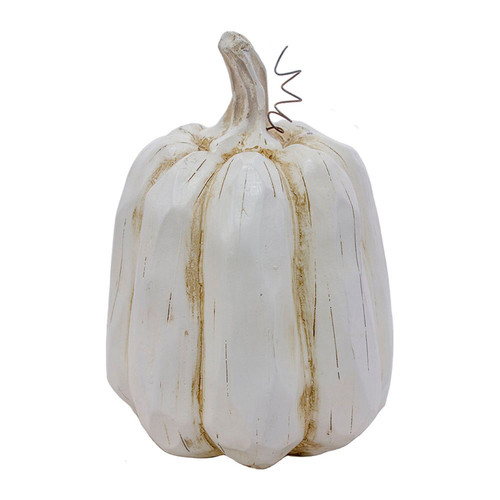 8" White Tall Pumpkin Figurine