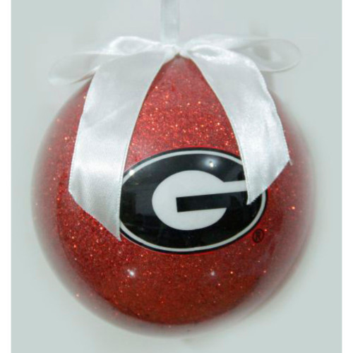 4" Red and Black Georgia Glitter Christmas Ball Ornament