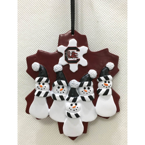 4" South Carolina Gamecocks Family Five Snowman Christmas Ornament