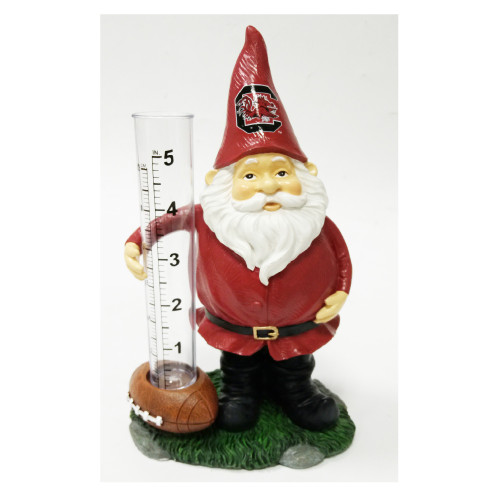8" Free Standing Resin Gnome Rain Gauge with University of South Carolina Design