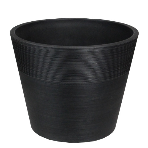 8" Black Ribbed Rim Round Eco-Friendly Flower Planter - 33532702