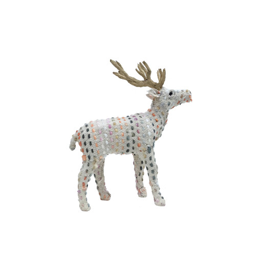 13" Small Woven Stag with Wood Antlers Figure